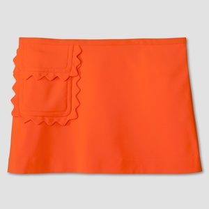 Orange scallop pocket skirt